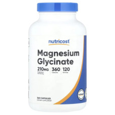 Магній гліцинат, Magnesium Glycinate Nutricost, 360 капсул (70 мг на капсулу)