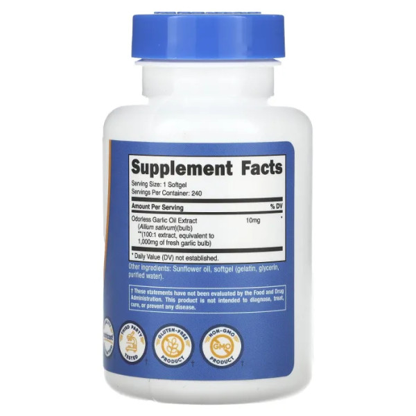 Часник, Garlic, Nutricost, 1000 мг, 240 капсул