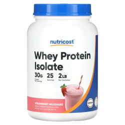 Сывороточный изолят, вкус клубничный молочный коктейль, Nutricost Whey Protein Isolate, порошок, 907 г