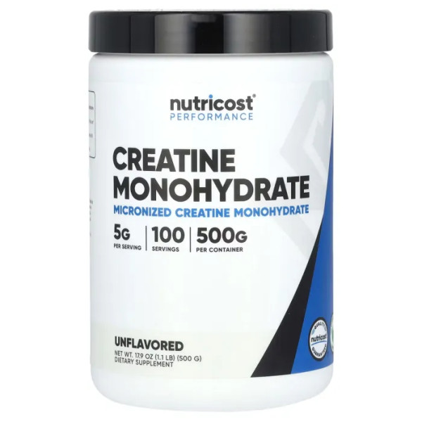 Креатин моногідрат, Creatine Monohydrate, Performance, Nutricost, без добавок, 500 г