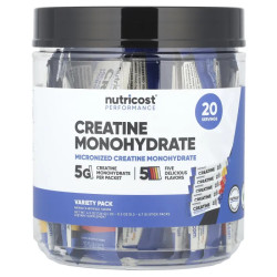 Креатин моногідрат, саше, смак асорті, Nutricost Performance Creatine Monohydrate, 20 пакетиків по 5,2-6,7 г