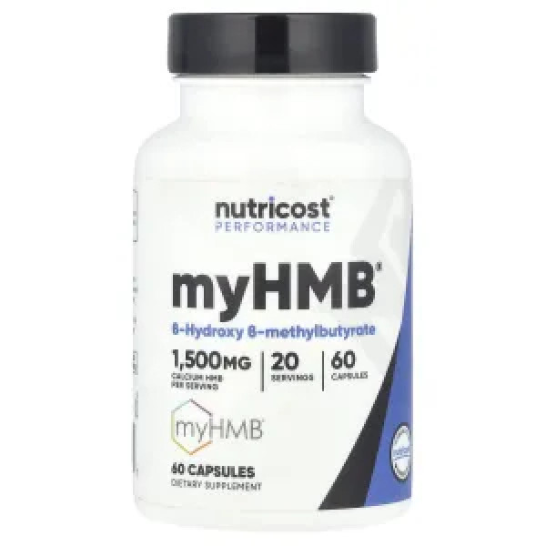 Гідроксиметилбутират ГМБ, myHMB, Nutricost, Performance, 1500 мг, 60 капсул (500 мг на 1 капсулу)