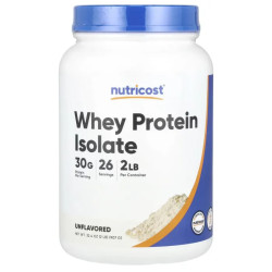 Сывороточный протеин изолят, Nutricost Whey Protein Isolate, порошок, без вкуса, 907 г