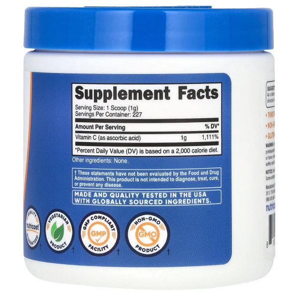 Вітамін С, Vitamin C, Nutricost, без добавок, 227 г