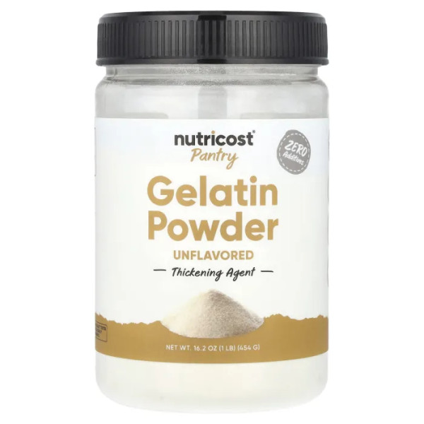 Желатин, Gelatin Powder, Nutricost, Pantry, порошок, без добавок, 454 г