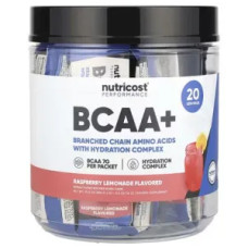 BCAA аминокислоты пакетики вкус малиновый лимонад, Nutricost Amino Acids BCAA, 20 пакетиков по 14 г