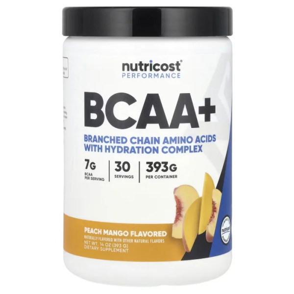 Амінокислоти BCAA+, Amino Acids BCAA+, Nutricost, Performance, персик та манго, 393 г
