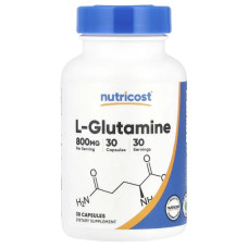 Глютамін 800 мг, Nutricost L-Glutamine, 30 капсул