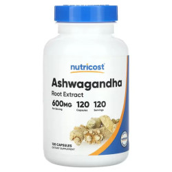Ашваганда экстракт корня 600 мг, Nutricost Ashwagandha Root Extract, 120 капсул