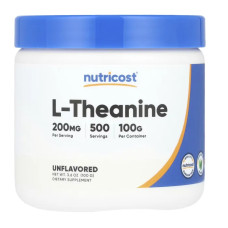L-теанин, Nutricost L-Theanine, без добавок, 100 г