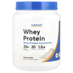 Сывороточный протеин концентрат, Nutricost Whey Protein Concentrate, без вкуса, 680 г