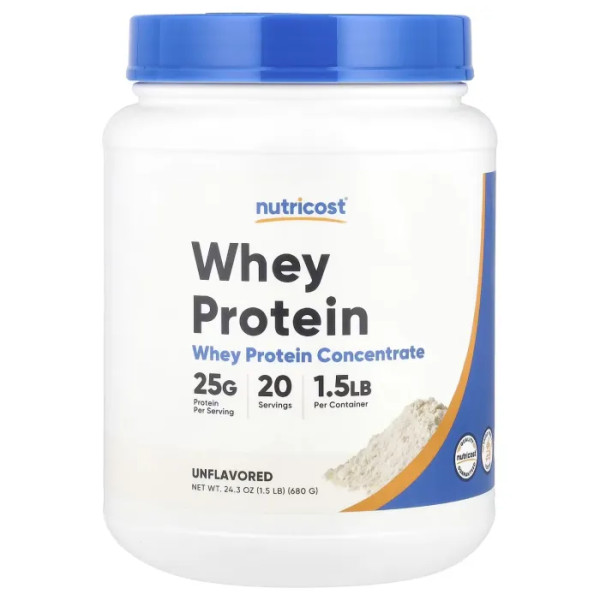 Сироватковий протеїн, Whey Protein Concentrate, Nutricost, без смаку, 680 г