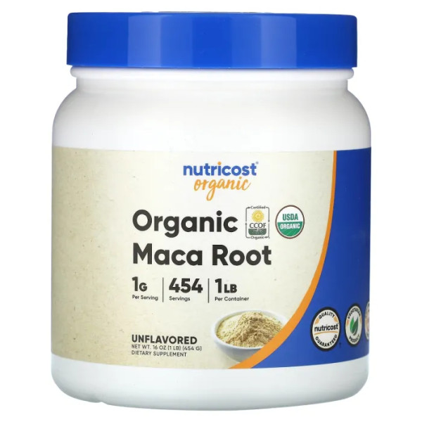 Мака, корінь, Organic Maca Root, Nutricost, органік, без смакових добавок, 454 г