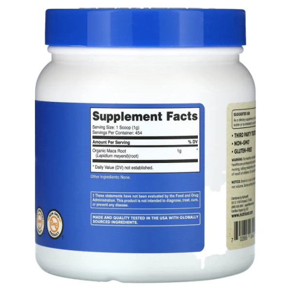 Мака, корінь, Organic Maca Root, Nutricost, органік, без смакових добавок, 454 г