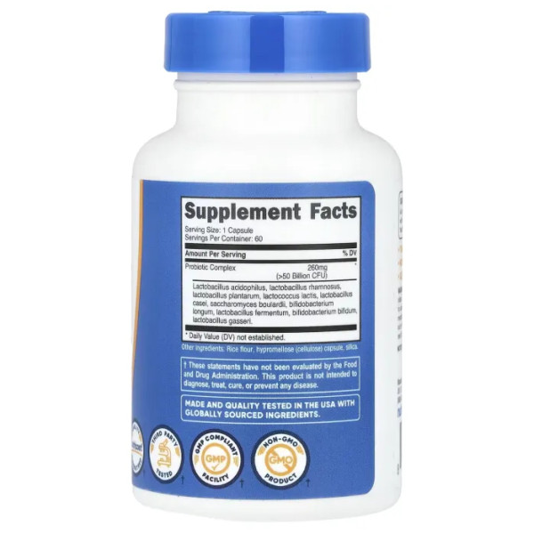 Комплекс пробіотиків, Probiotic Complex, Nutricost, > 50 млрд КУО, 60 капсул