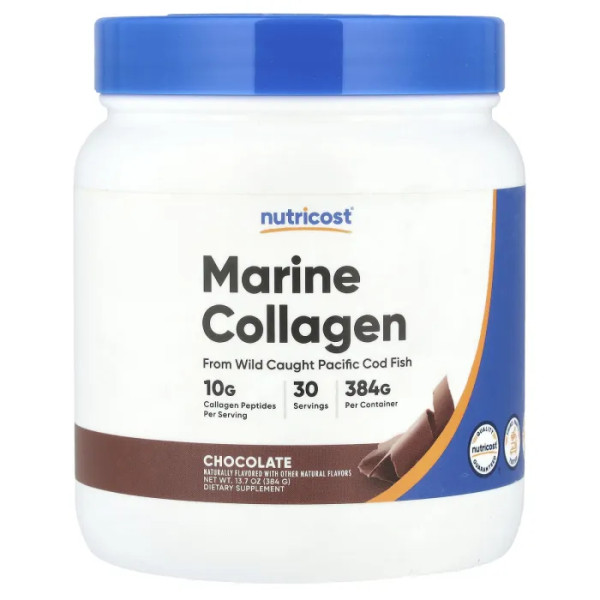 Морський колаген, Marine Collagen, Nutricost, шоколад, 384 г
