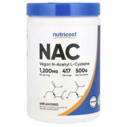 N-ацетил L-цистеин NAC, NAC (N-Acetyl L-Cysteine) Nutricost, без добавок, 500 г