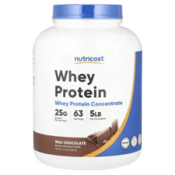 Сывороточный протеин концентрат, со вкусом молочный шоколад, Whey Protein Concentrate Nutricost, 2.268 кг