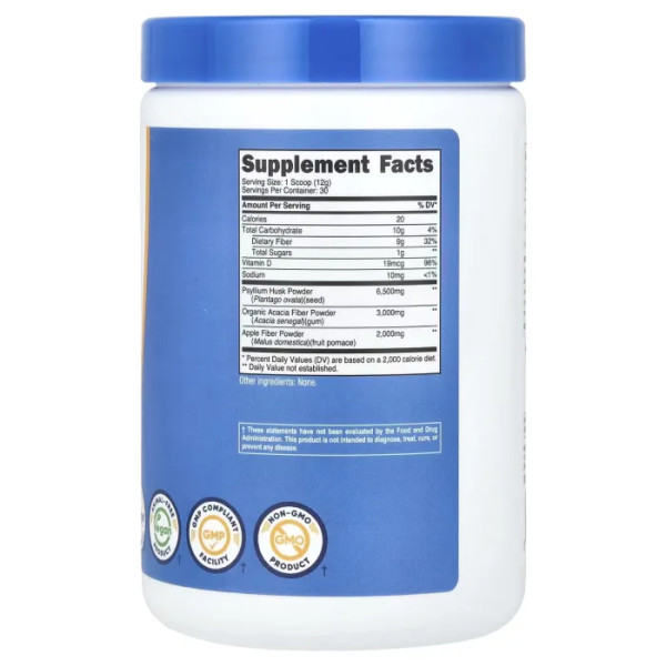 Клітковина, Soluble Fiber, Nutricost, розчинна, без добавок, 345 г