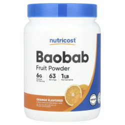 Баобаб, Baobab Fruit Powder Nutricost, смак апельсин, 454 г