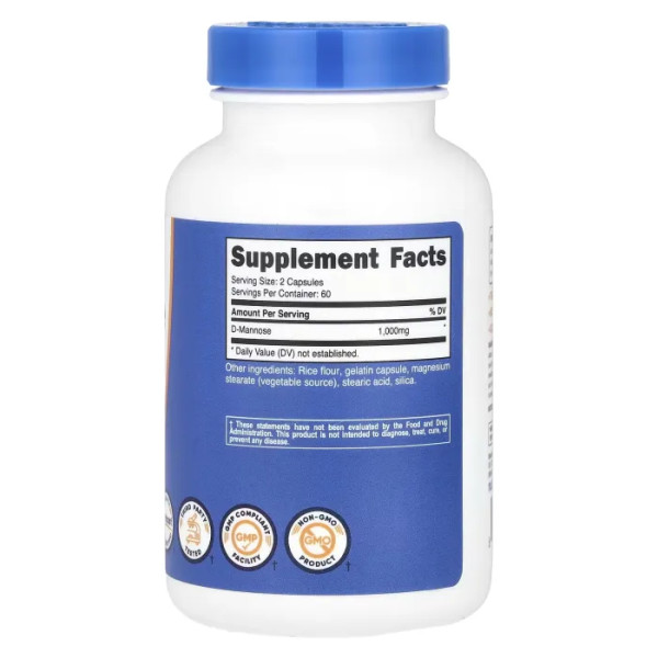 D-манноза, D-Mannose, Nutricost, 1000 мг, 120 капсул (500 мг у капсулі)