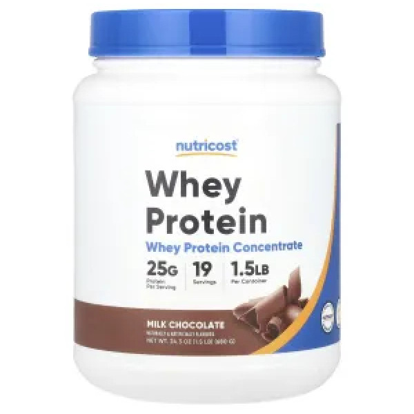 Сироватковий протеїн, Whey Protein Concentrate, Nutricost, молочний шоколад, 680 г