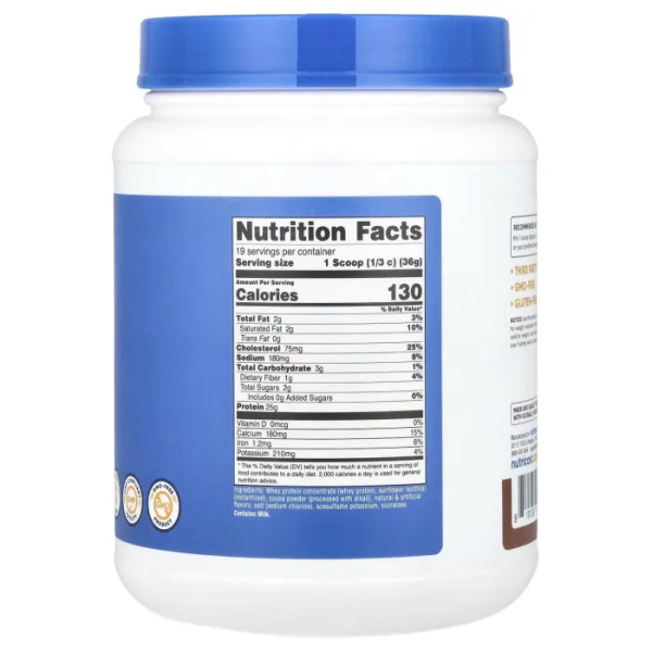 Сироватковий протеїн, Whey Protein Concentrate, Nutricost, молочний шоколад, 680 г