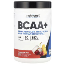 Аминокислоты BCAA +, Nutricost Amino Acids BCAA Plus Performance, вкус тропический пунш, 387 г