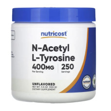 N-ацетил L-тирозин, N-Acetyl L-Tyrosine Nutricost, без добавок, 100 г