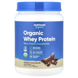 Сироватковий протеїн органічний, Nutricost Organic Whey Protein, смак подвійний шоколад, 454 г