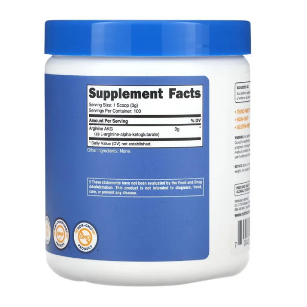 Аргінін AKG, Arginine AKG, Nutricost, без добавок, 300 г