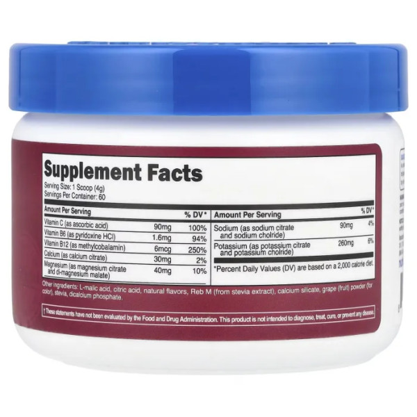 Електроліти, Electrolyte, Nutricost, покращений комплекс для зволоження, виноград, 234 г