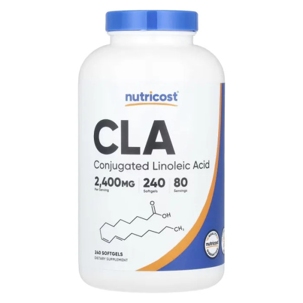 Кон'югована лінолева кислота, КЛК, CLA (Conjugated Linoleic Acid), Nutricost, 2400 мг, 240 капсул (800 мг у 1 капсулі)