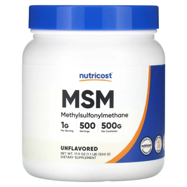 МСМ, Метилсульфонілметан, MSM, Nutricost, без добавок, 500 г