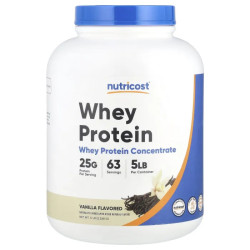 Сывороточный протеин концентрат, вкус ваниль, Nutricost Whey Protein Concentrate, 2,268 кг