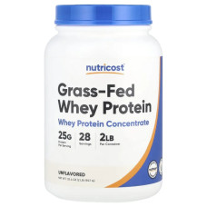 Сироватковий протеїн Grass-Fed, без смаку, Nutricost Grass-Fed Whey Protein, 907 г