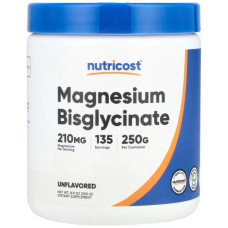 Магній бісгліцинат, Magnesium Bisglycinate Nutricost, 250 г