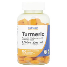 Куркума, Turmeric Nutricost, цитрусовые, 120 жевательных мармеладок