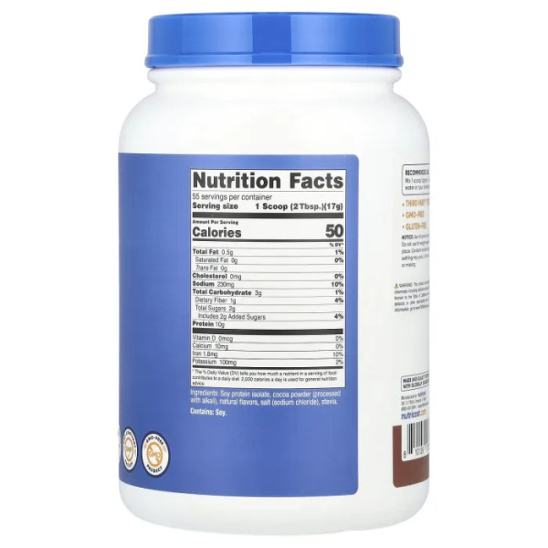 Ізолят соєвого протеїну, Soy Protein Isolate, Nutricost, молочний шоколад, 907 г