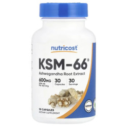 Ашваганда KSM-66 600 мг, Nutricost KSM-66 Ashwagandha Root Extract, 30 капсул