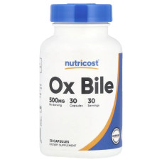 Бычья желчь 500 мг, Nutricost Ox Bile, 30 капсул
