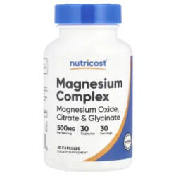 Магний комплекс 500 мг, Nutricost Magnesium Complex, 30 капсул