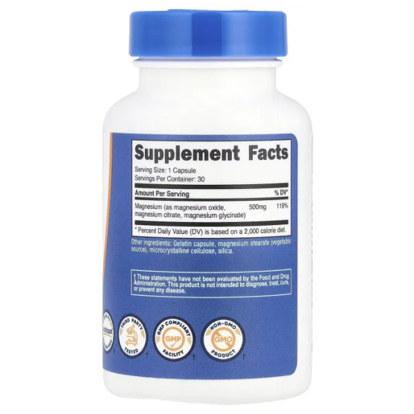 Магнію комплекс, Magnesium Complex, Nutricost, 500 мг, 30 капсул