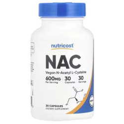 N ацетил L цистеїн 600 мг, Nutricost N Acetyl L Cysteine, 30 капсул