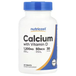 Кальций с витамином D, Nutricost Calcium with Vitamin D, 60 таблеток