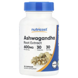 Ашваганда 600 мг, Nutricost Ashwagandha Root Extract, 30 капсул