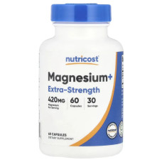 Магній 420 мг, Nutricost Magnesium+, підвищена сила, 60 капсул (210 мг у капсулі)