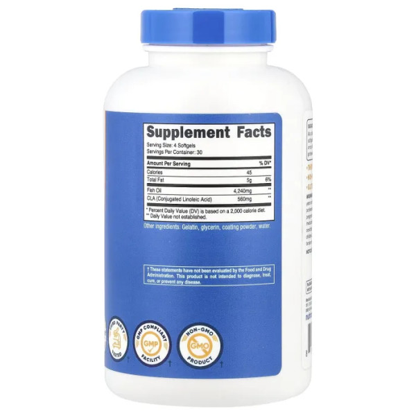 Риб'ячий жир з КЛК, Fish Oil With CLA, Nutricost, 120 капсул