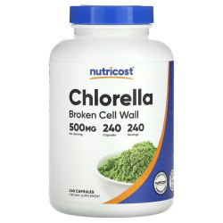 Хлорелла 500 мг, Nutricost Chlorella, 240 капсул
