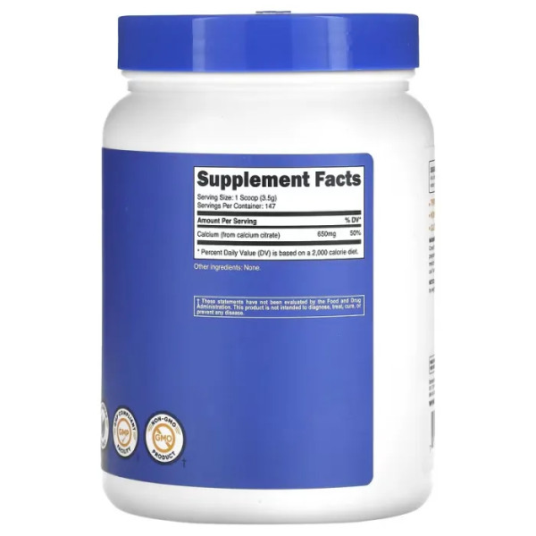 Цитрат кальцію, Calcium Citrate, Nutricost, без смакових добавок, 500 г